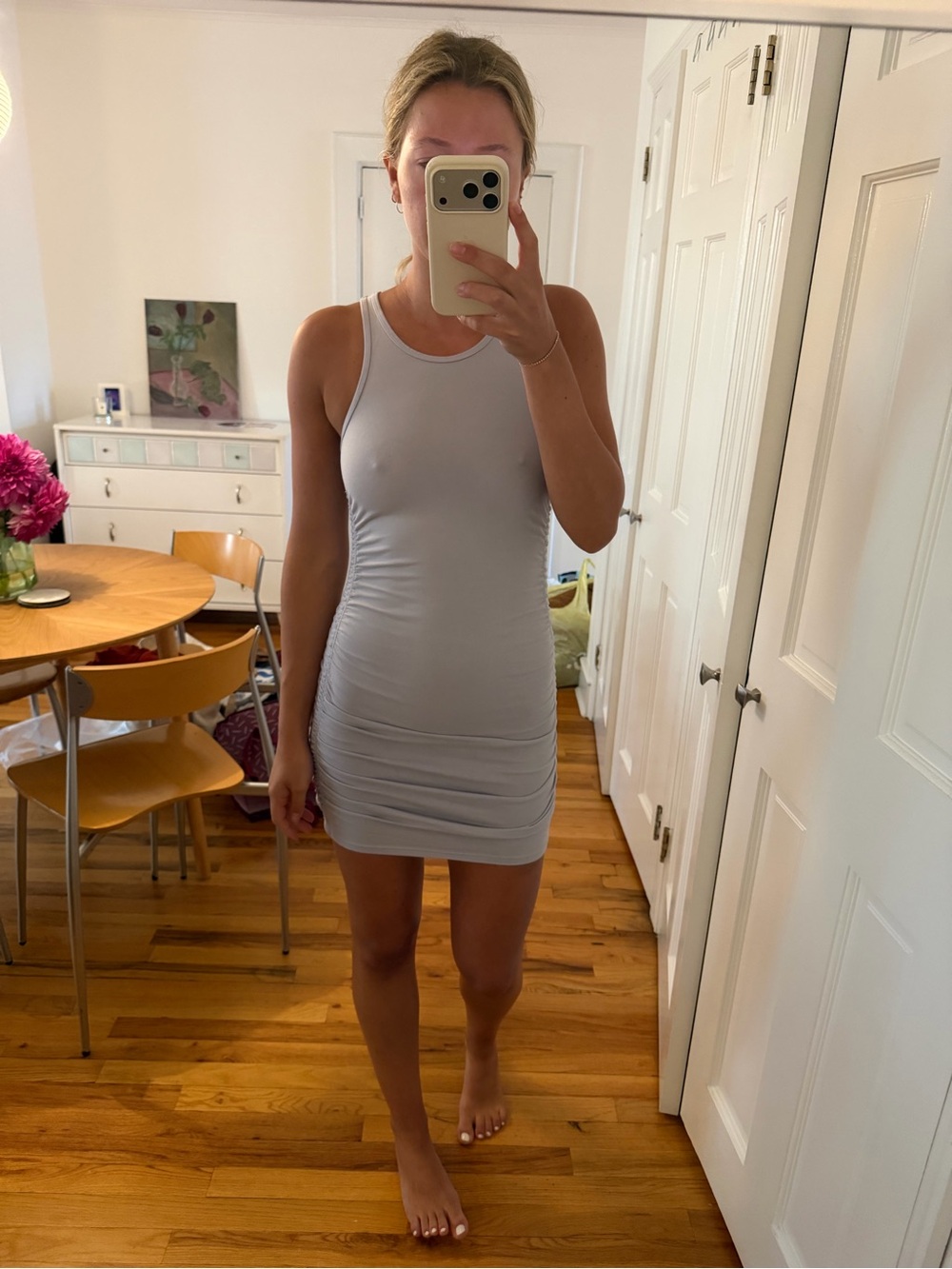 TNA Light Gray Sleeveless Bodycon Mini Dress